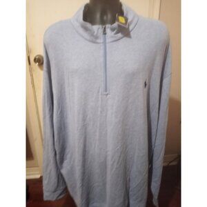 NWT Polo Ralph Lauren Men's 4XB Blue 1/4 Zip Mock Neck Sweater Pullover NEW